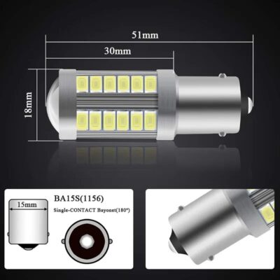 1 PCS Car LED Bulb P21W Ba15s 1156 PY21W Bay15d 1157 Turn Signal Light 12V 5730 Chipset 7500K Auto Tail Brake Parking Lamps