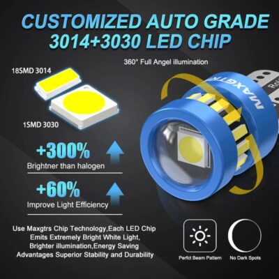 2PCS T10 W5W LED Bulbs Red Canbus 194 168 LED Clearance Yellow Light Car Interior Reading Door Trunk License Plate Lamp 6500K