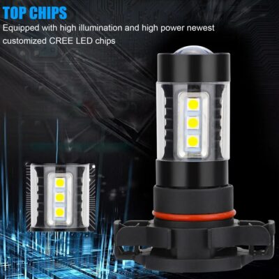 2Pcs LED Car Fog Light Bulbs 1600LM PS24W 5202 H16 2504 5201 5301 PS19W Extremely Bright 80W For 2007-2015 Chevy Silverado 6000K