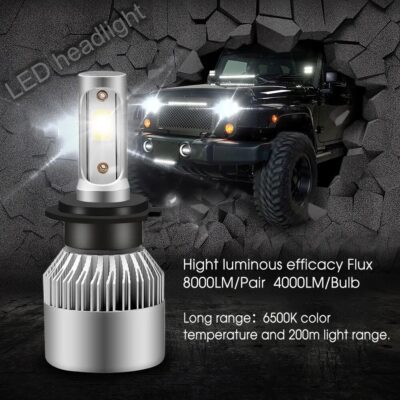 2Pcs/Lot LED H1 H3 H7 H4 H13 H11 9004 880 9007 Auto S2 Car Headlight Bulbs 72W 8000LM 6500K for 9V to 36V 200M lighting range