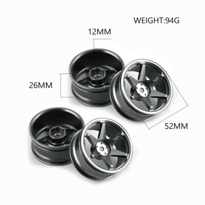 4pcs Metal Wheel Rim For 1/10 RC On Road Drift Car HSP 94122 TAMIYA TT02 XV01 KYOSHI YOKOMO WLtoys HPI