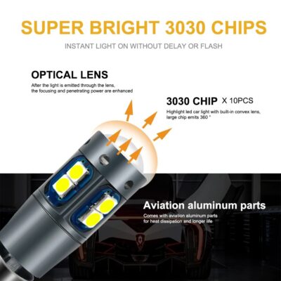 ANMINGPU 2x Signal Lamp BA9S T4W Led Bulb BAX9S BAY9S H21W H6W LED 12V Car Led Bulb Canbus 3030 Chips Interior Light Dome Lamp