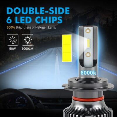 Bevinsee H7 H4 LED Headlight H11 H1 H3 H8 HB3 9005 HB4 9006 LED Lights for Car 12V 24V 6000K 8000K H9 H13 880 881 Auto Lamp Bulb