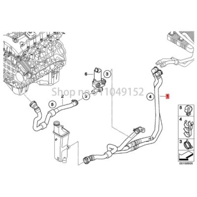 CAR Hose Heat exchanger Engine return line E83 LCI X3b mw2.5SI E83 LCI X3 3.0SI E83 LCI X3 3.0I Water pipe-heating water tank