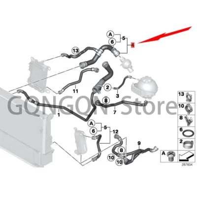 CAR water pipe Coolant hose bm wF30 328I N20 F30 328I N26 F30 328IX N26 Engine supply water pipe Radiator hose