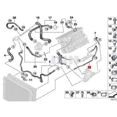 Car Engine coolant hose 2011-b mwF07 GT 535i 535iX F12 640i F13 F06 F01 LC I740i Radiator hose water pipe assembly 17128614879