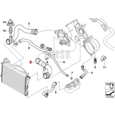 Car Engine coolant hose assembly b mwE38 735i 735iL 740i M62 E39 535i 540i Water tank upper pipe radiator hose 11537505228