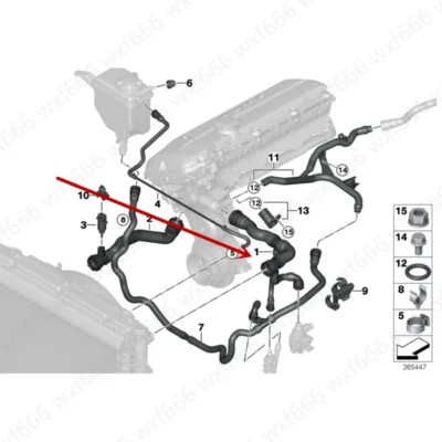 Car Engine radiator connecting water pipe E66 E65 730I M54b mwE66 Cooler tank upper and lower tube Coolant hose Oil inlet hose