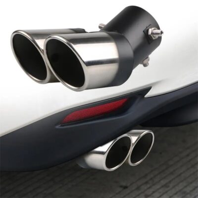 Car Styling Universal Car Decoration Chrome Tail Pipe Car Exhaust Trim Muffler Pipe Tail Stainless Steel Curved Double Outlet