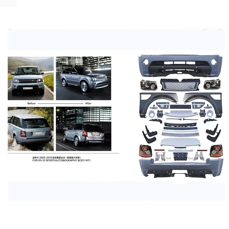 Front-Rear-Bumper-Kit-Body-Part-for-Land-Rover-Range-Rover-Sport-2002-2009-Old-Upgrade