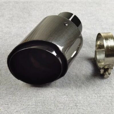 High Quality 1 Pcs Remus Glossy Black Real Carbon Exhaust Tips 304 Stainless Steel For Cars Tuning Muffler Nozzles Exhaust Pipes