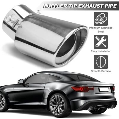 LAICY For Honda CR-V HR-V For Ford Focus 2″ Stainless Steel Rear Exhaust Pipe Tail Muffler Tip Black Universal Car Exhaust Pipe