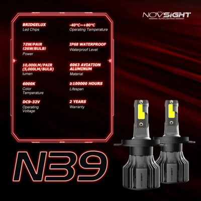 NOVSIGHT Led Car Headlight Bulbs Led H7 H11 H8 H9 H1 H3 H4 9005 9006 9012 9007 72W 10000LM H13 Car Headlamp Fog Light Bulbs