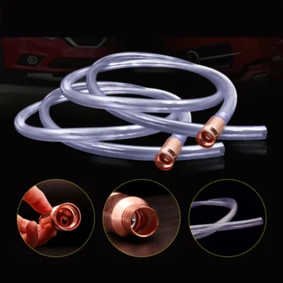 Red Copper Siphon Refueling Gas Pump Gasoline Fuel Water Shaker Safety Self Priming Hose Flexible Siphon Connector Engine Funnel