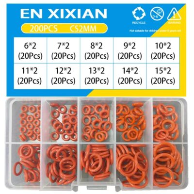 Red Silicone O Rings 50-200Pcs VMQ Sealing Washer Gaskets Waterproof Oil Resistant and High Temperature Oring Box Assortment Kit