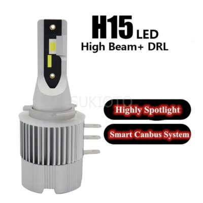 SUKIOTO H15 LED Headlight Canbus H15 High Beam DRL Day Running Lights H15 6000K Super White Car Bulb For volkswagen Audi Golf