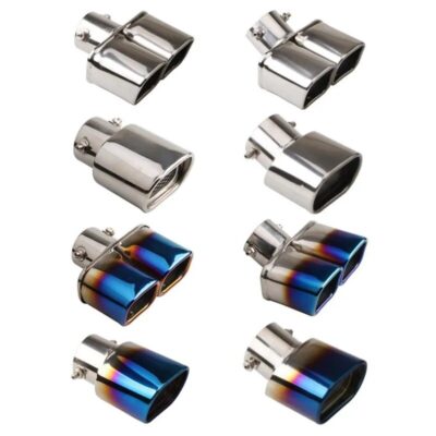 Universal Car Exhaust Tips For 1.5-2.25 Inch Inlet Tailpipe Stainless Steel Exhaust Pipe Muffler Tips Square Double Silencer