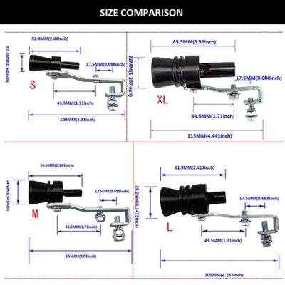 XL Size Black Turbo Sound Whistle for Vehicle Refit Device Exhaust Pipe Car Turbmuffler Universal Sound Simulator Car