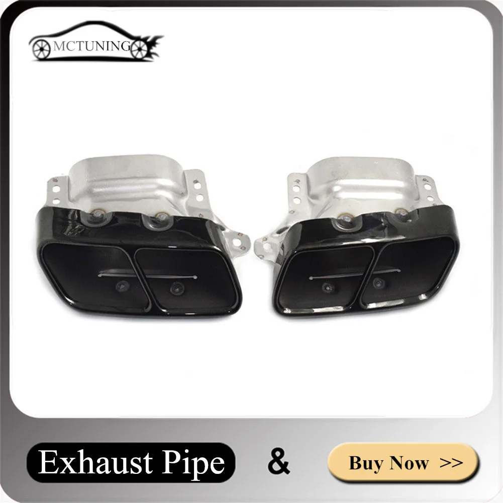 1-Pair-Black-Silver-Car-Rear-Muffler-Tailpipe-Exhaust-System-For-M-ercedes-B-enz-W221