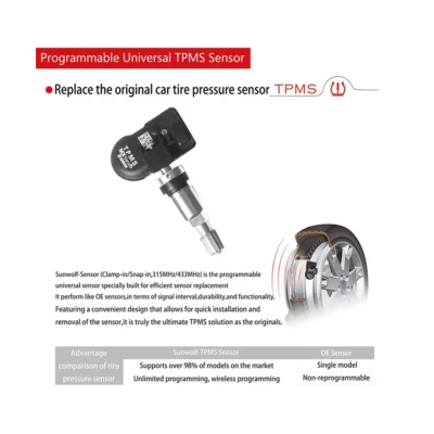 1Pcs Programmable MX Sensor 315MHZ 433MHz Universal 2 in 1 Tire Pressure Monitoring System TPMS Tool-Program For-AUTEL