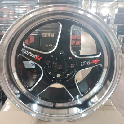 689F Diamond Cutting Lip 15 Inch Black 4×100 Alloy Mag Wheels For Car