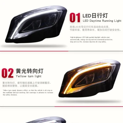 Blue LED Start Up Animation Front Lamp DRL Daytime Running Light For Benz GLA Headlight Assembly Head Lamp