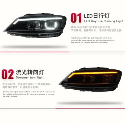 Car Accessories Head Light LED Daytime Running Light Indicator Dynamic Streamer Turn Signal For Volkswagen Lamando 2015-2018