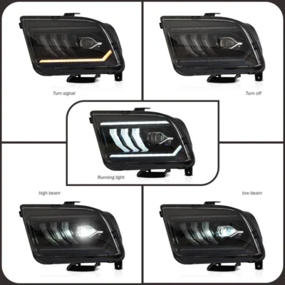 Car Accessories Headlight Assembly For Ford Mustang 2005-2009 LED Daytime Running Light Dynamic Streamer Turn Signal Indicator