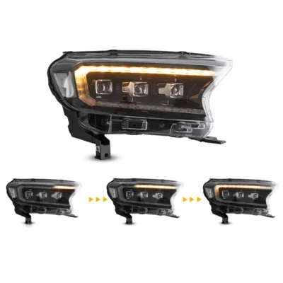 Car Led Headlight Fog DRL Daytime Running Light For Ford Ranger 2015-UP Front Lamp Streamer Turn Signal Dynamic Assembly