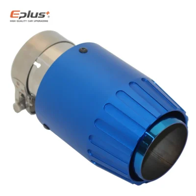 EPLUS Aluminum Car Exhaust Pipe Muffler Tip Universal Blue Mufflers End Decoration Multiple Size Fighter Engine Style