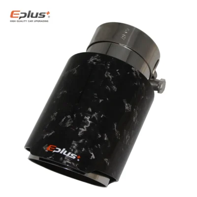 EPLUS Car Glossy Scattered Pattern Carbon Fiber Muffler Tip Exhaust System Pipe Mufflers Nozzle Universal Straight Stainless AK