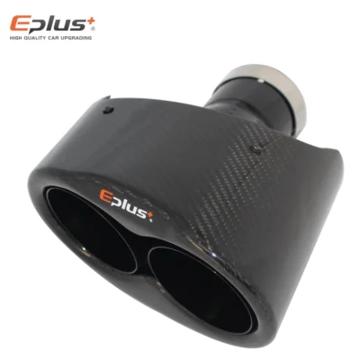 EPLUS Integrated Car Carbon Fiber Glossy Muffler Tip Y Shape Double Exit Universal Stainless Steel Black Exhaust Pipe Nozzle AK