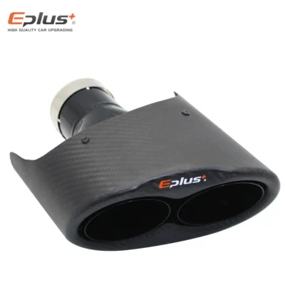 EPLUS Integrated Car Carbon Fiber Matte Muffler Tip Y Shape Double Exit Universal Stainless Steel Black Exhaust Pipe Nozzle AK