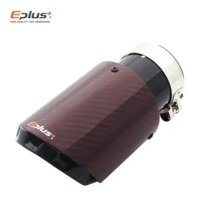 EPLUS Latest 3 Layer Red Glossy Carbon Car Mufflers Tip Universal Stainless Black Exhaust Pipe Muffler Nozzle Decoration AK