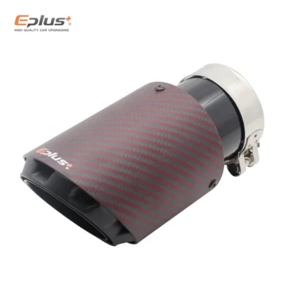 EPLUS Latest 3 Layer Red Matte Carbon Car Mufflers Tip Universal Stainless Black Exhaust Pipe Muffler Nozzle Decoration AK