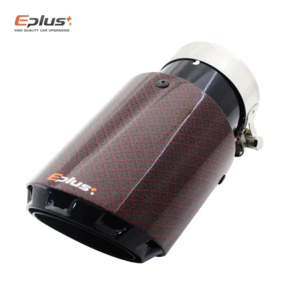 EPLUS latest 3 layer Plum pattern Glossy carbon fiber Car Mufflers Tip Universal stainless black Exhaust pipe Muffler nozzle AK