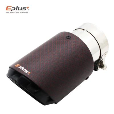 EPLUS latest 3 layer Plum pattern Matte carbon fiber Car Mufflers Tip Universal stainless Silver Exhaust pipe Muffler nozzle AK