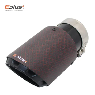 EPLUS latest 3 layer Plum pattern Matte carbon fiber Car Mufflers Tip Universal stainless black Exhaust pipe Muffler nozzle AK