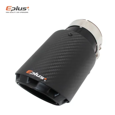 EPLUS latest 3 layer Twill Matte carbon Car Mufflers Tip Universal stainless Black Exhaust pipe Muffler nozzle Decoration For Ak