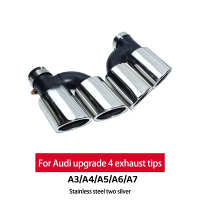 For AUDI tail pipe tips A3 A4 A5 A6 A7 four exhaust pipes, bright black, carbon fiber double layer