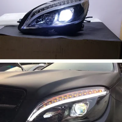 For BENZ W204 2007-2011 LED Xenon Lights Car Headlights Assembly Dynamic Streamer Turn Signal LED Daytime Running Lights