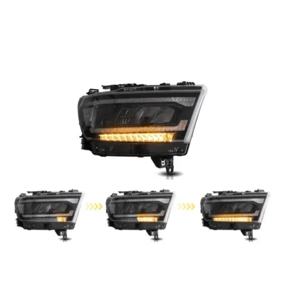 For Dodge RAM 1500 2019-UP Led Headlight Turn Signal Streamer Dynamic Assembly Daytime Running Light Front Lamp