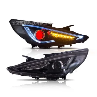 For Hyundai SONATA 2011-2014 LED Daytime Running Lights Dynamic Streamer Turn Signal Headlights Assembly Lighting Accessories