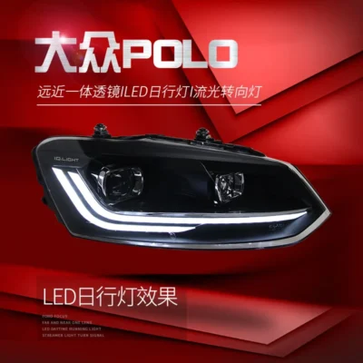 For Volkswagen Polo 2011-2018 Yellow Turn Signal LED Daytime Running Light Head Lamp Headlight Assembly Car Accessories