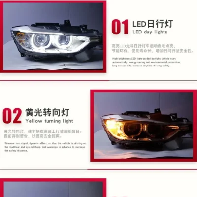 LED Daytime Running Light Dynamic Streamer Turn Signal Headlight Assembly For BMW 3 Series 2013-2015 Front Lamp Car Accessories