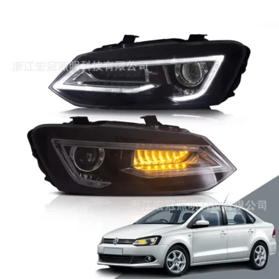 Pair Of Dynamic Streamer Turn Signal Headlights 2011-2017 For VW Polo Car LED Head Lamp Assembly Daytime Running Light High Beam